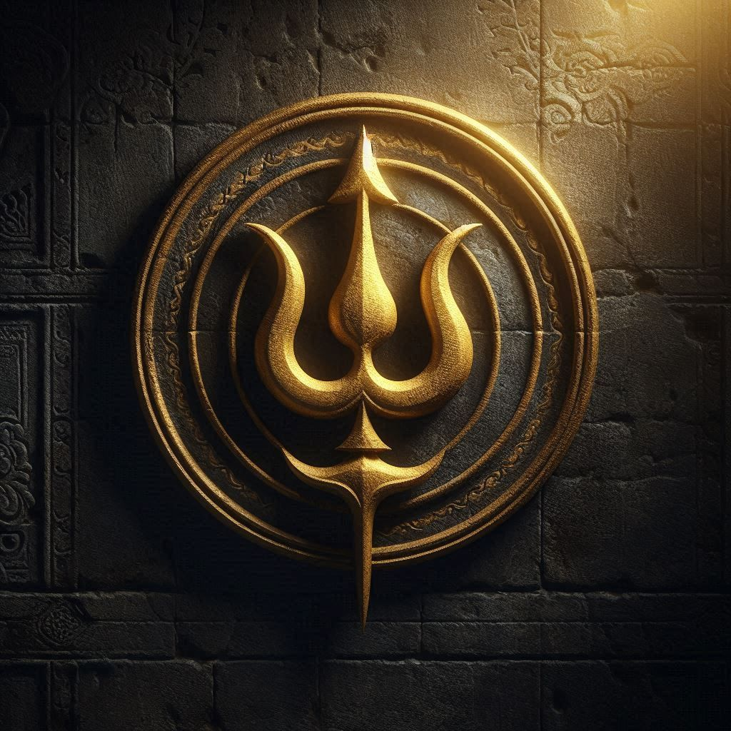 Golden Trishul Symbol